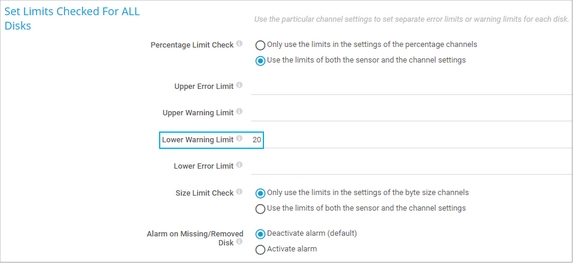 Set Limits Checked for ALL Disks in the Sensor Settings